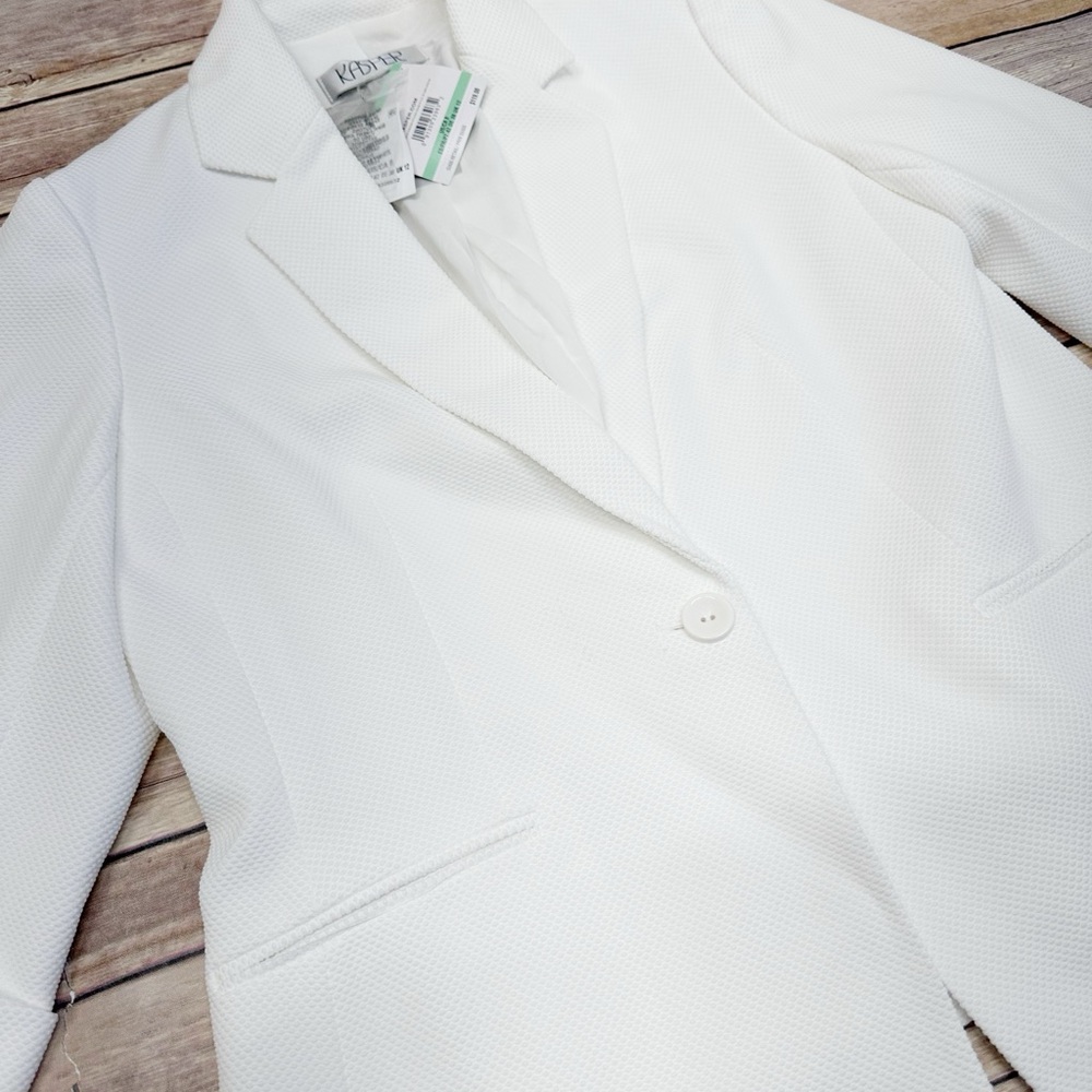 Kasper Women's Stretch Pique Single-Button Notched Jacket - Lily White 8 - Picture 5 of 9